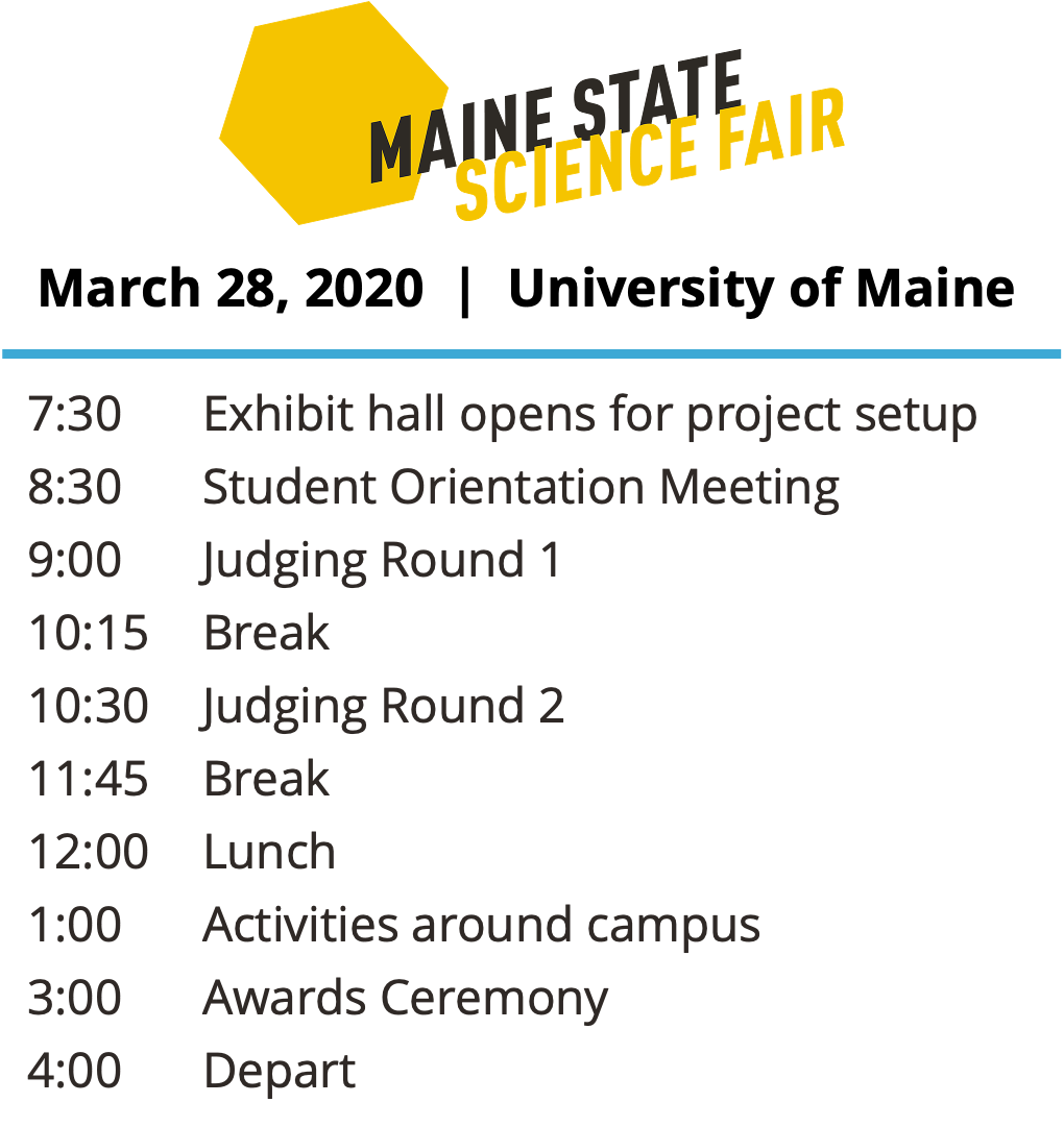 The schedule of Maine State Science Fair