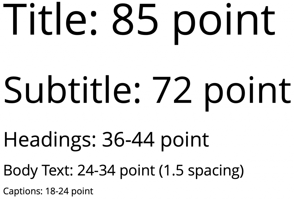 Sample font sizes for different levels of text.