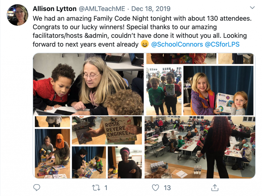 Tweet from Allison Lytton of Lewiston schools