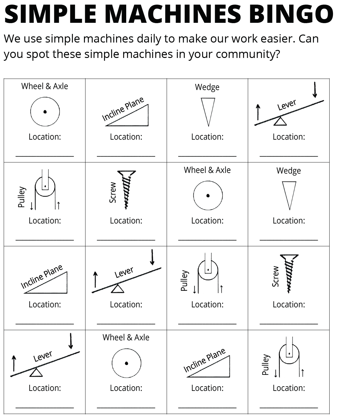 examples of lever simple machines