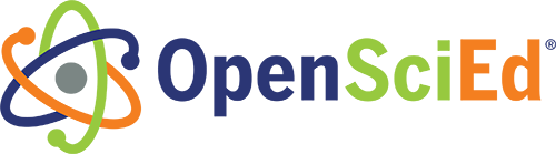 This is a logo with text that reads "OpenSciEd"