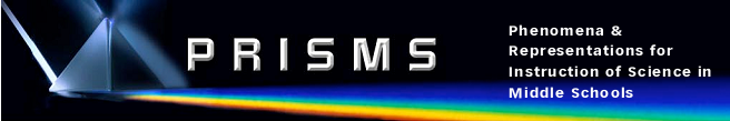 PRISMS logo, with full text of acronym shown, which is "￼Phenomena & Representations for Instruction of Science in Middle Schools"