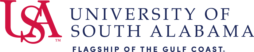 University of South Alabama logo with the subheading: Flagship of the Gulf Coast