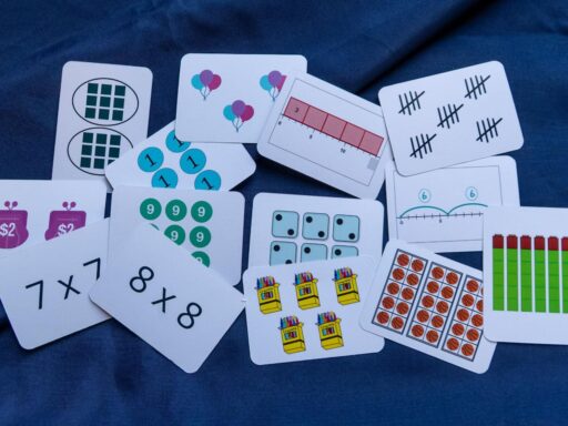 A collection of math fluency (mFitt) cards.